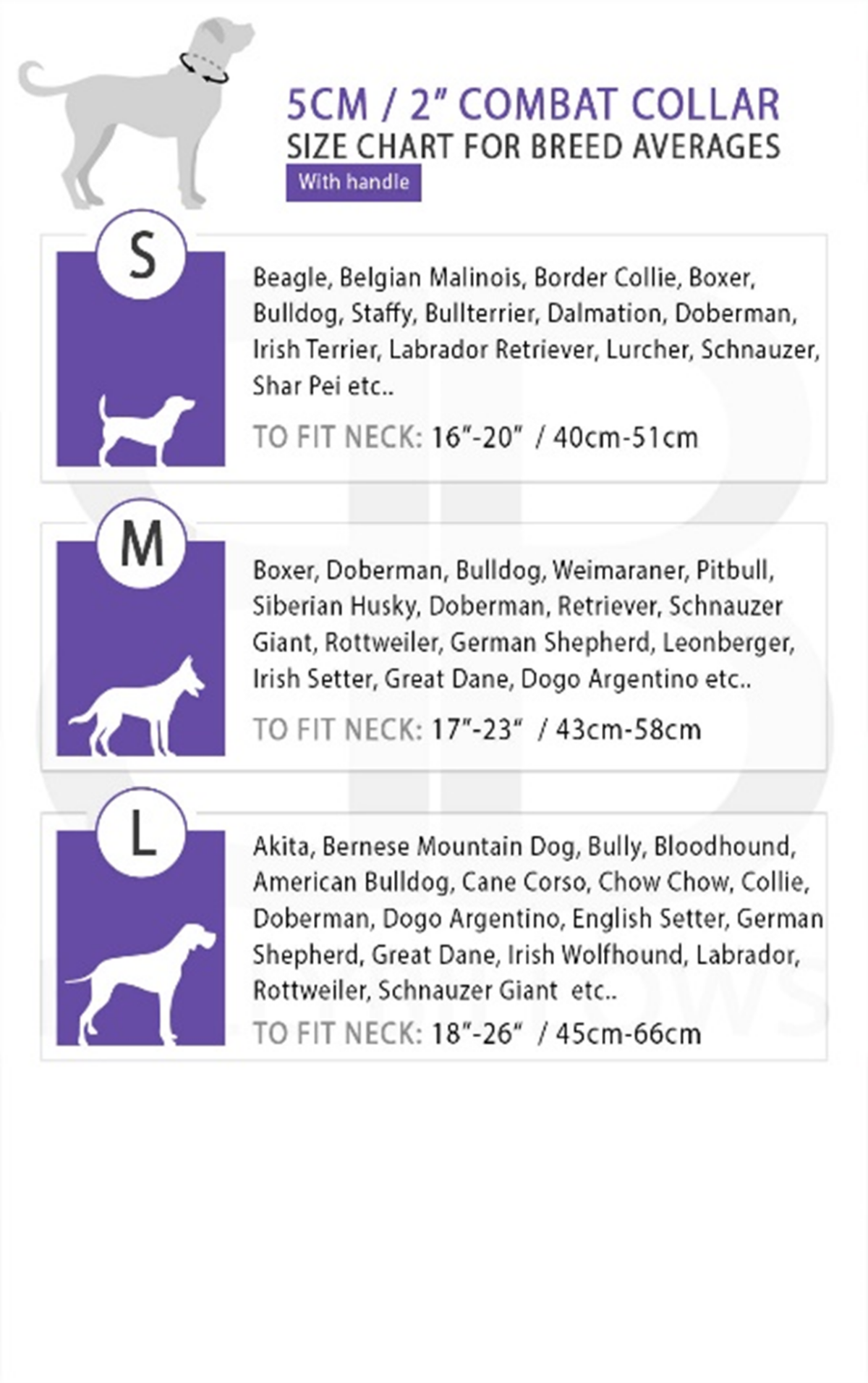 BULLYBILLOWS 5cm Combat Dog Collar - Black v2.0 - Size Guide