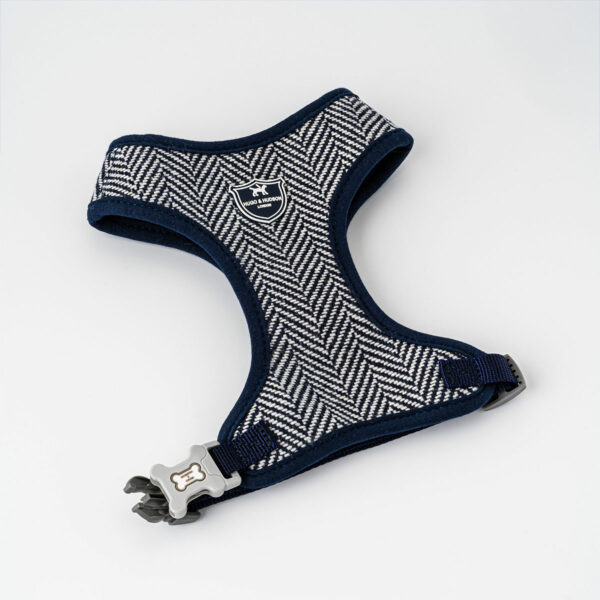 Hugo & Hudson Navy Herringbone Tweed Dog Harness