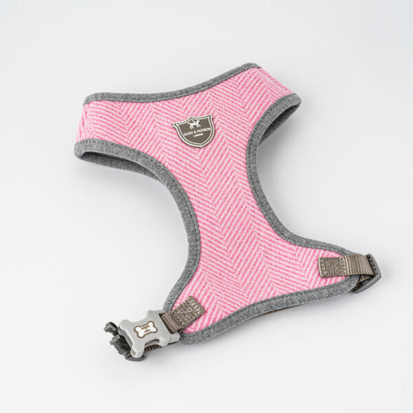 Hugo & Hudson Pink Herringbone Tweed Dog Harness
