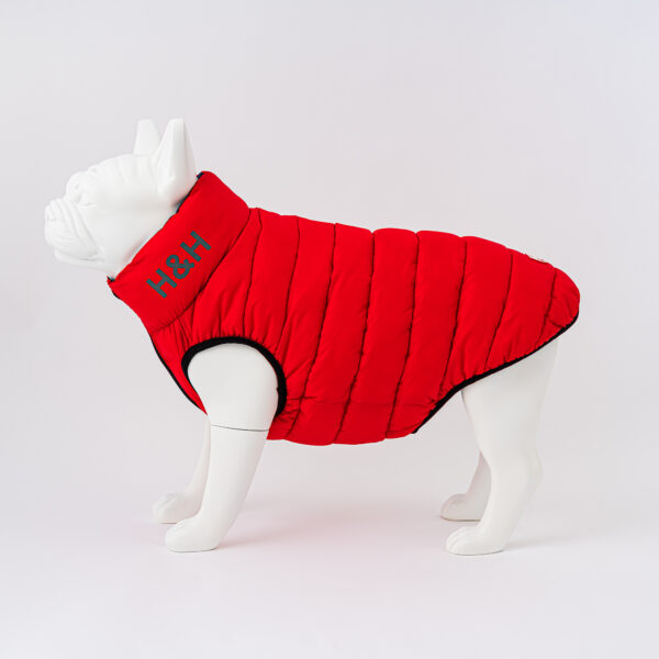 Hugo & Hudson Reversible Dog Puffer Jacket - Red and Navy | Water Resistant | Collar Attachment Hole from Catdog Store