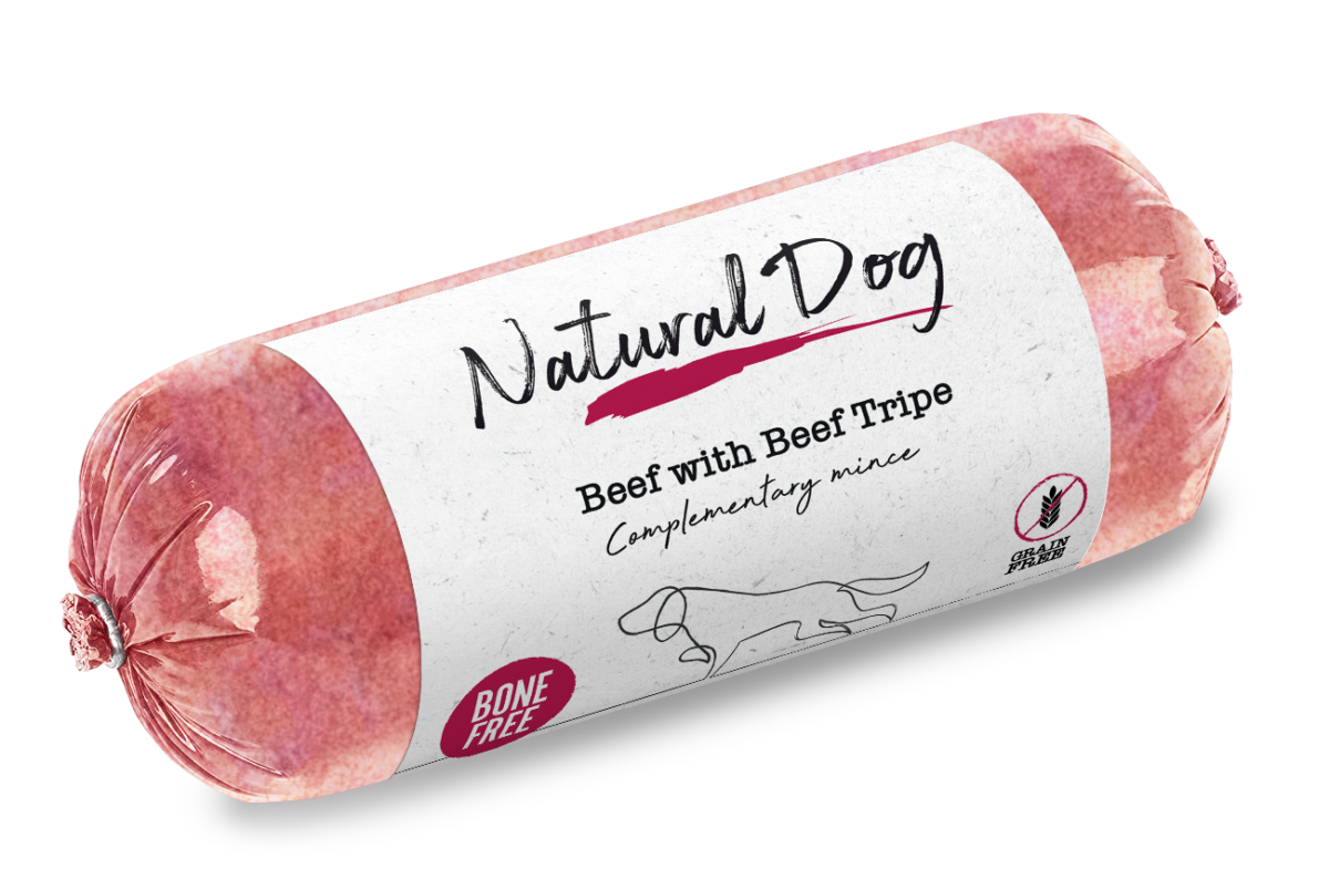 Natural Dog Beef with Beef Tripe BONE FREE | 500g Chub from Catdog Store
