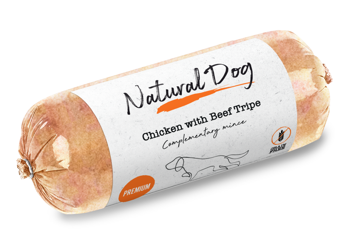 Natural Dog 80/10/10 | Chicken with Beef Tripe | 500g Chub from CATDOG Store