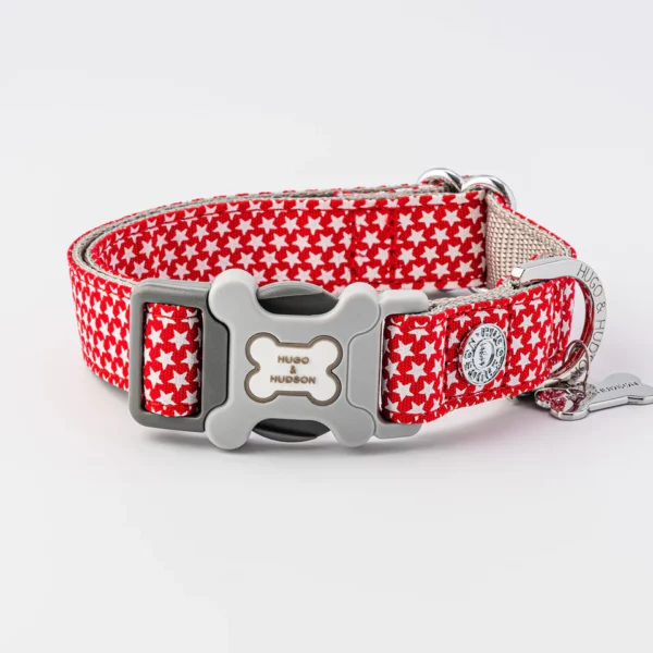 Hugo & Hudson Fabric Dog Collar - Red Star from Catdog Store