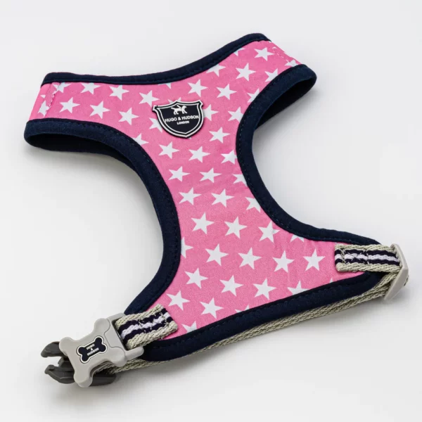 Hugo & Hudson Pink Star Fabric Dog Harness from Catdog Store