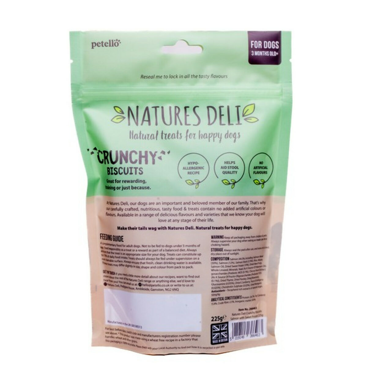 Natures Deli Crunchy Biscuit Salmon With Sweet Potato 225g from Catdog Store