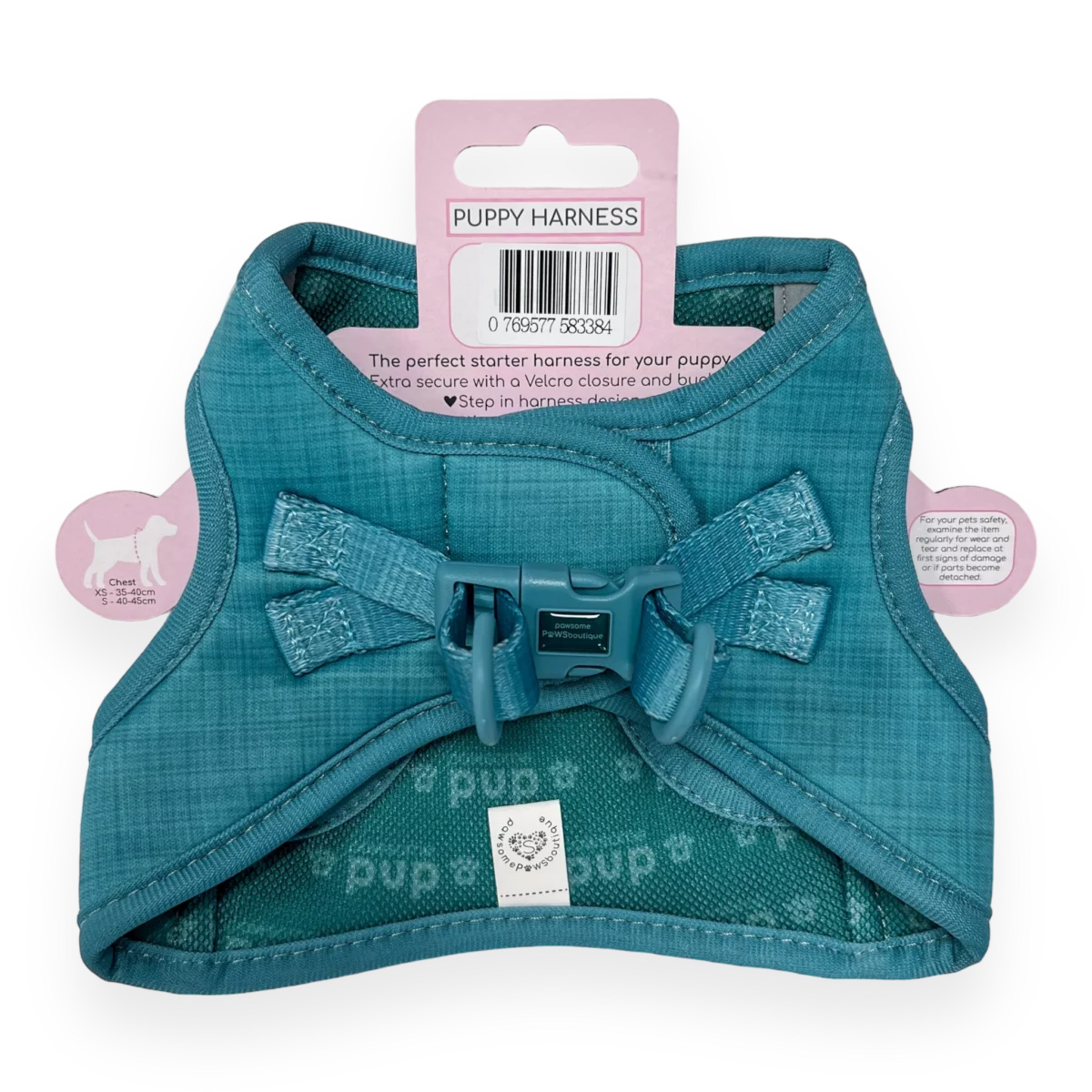 Pawsome Pup Harness - Teal from Catdog Store