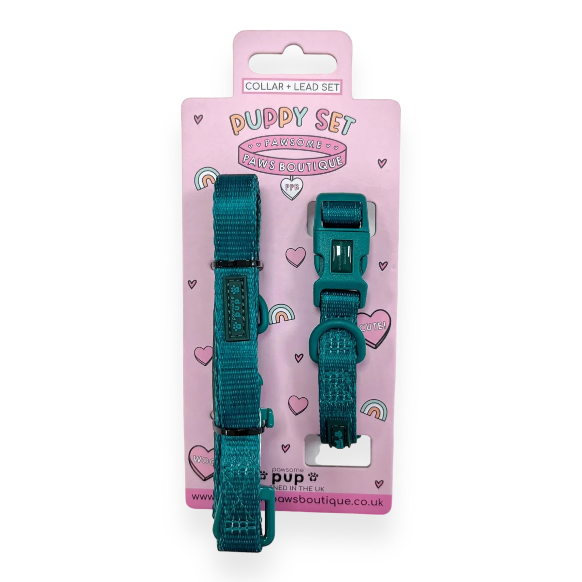 Pawsome Pup Collar and Lead Set - Teal from Catdog Store