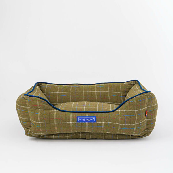 Hugo & Hudson Dark Green Checked Tweed Dog Bed - Small from Catdog Store