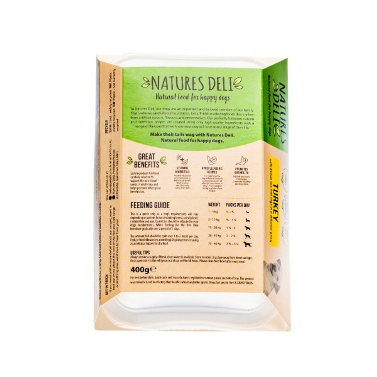 Natures Deli Adult Turkey 400g tray - Image 2