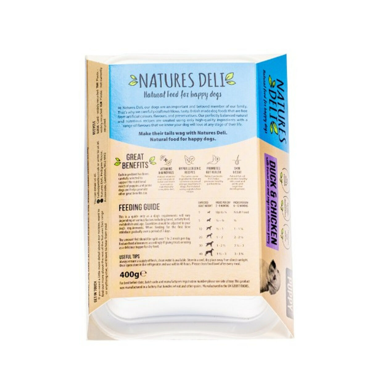 Natures Deli Puppy (Chicken & Duck) 400g tray - Image 2