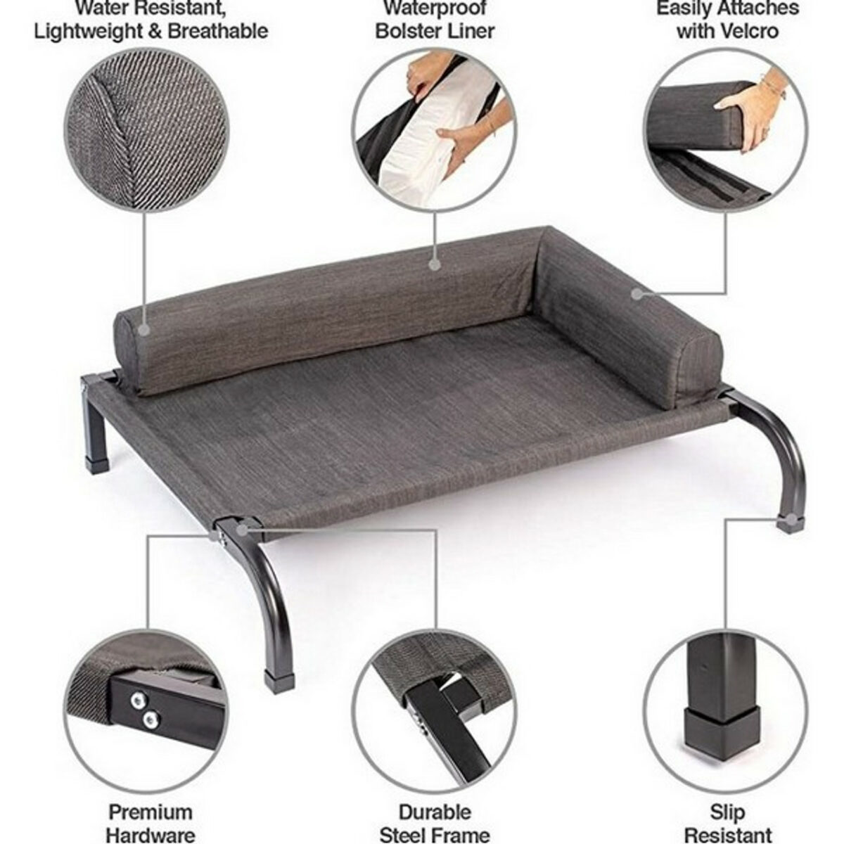 PetFusion Elevated Outdoor Dog Bed | Large