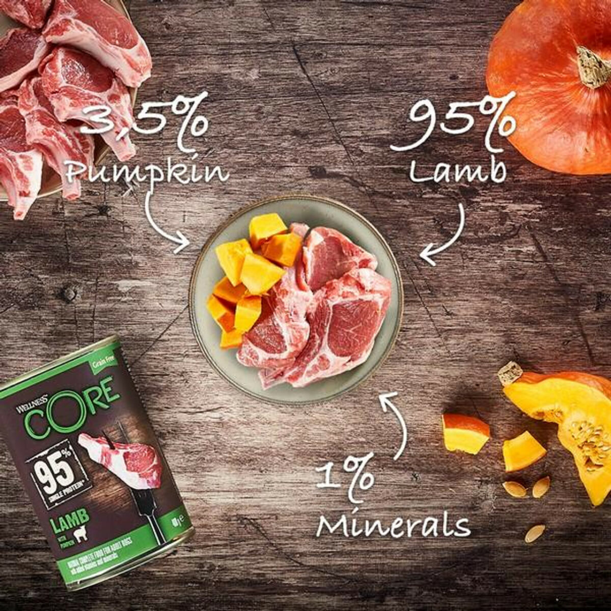 Wellness CORE Dog Wet 95% Single Protein Lamb with Pumpkin Recipe 400g - Image 2