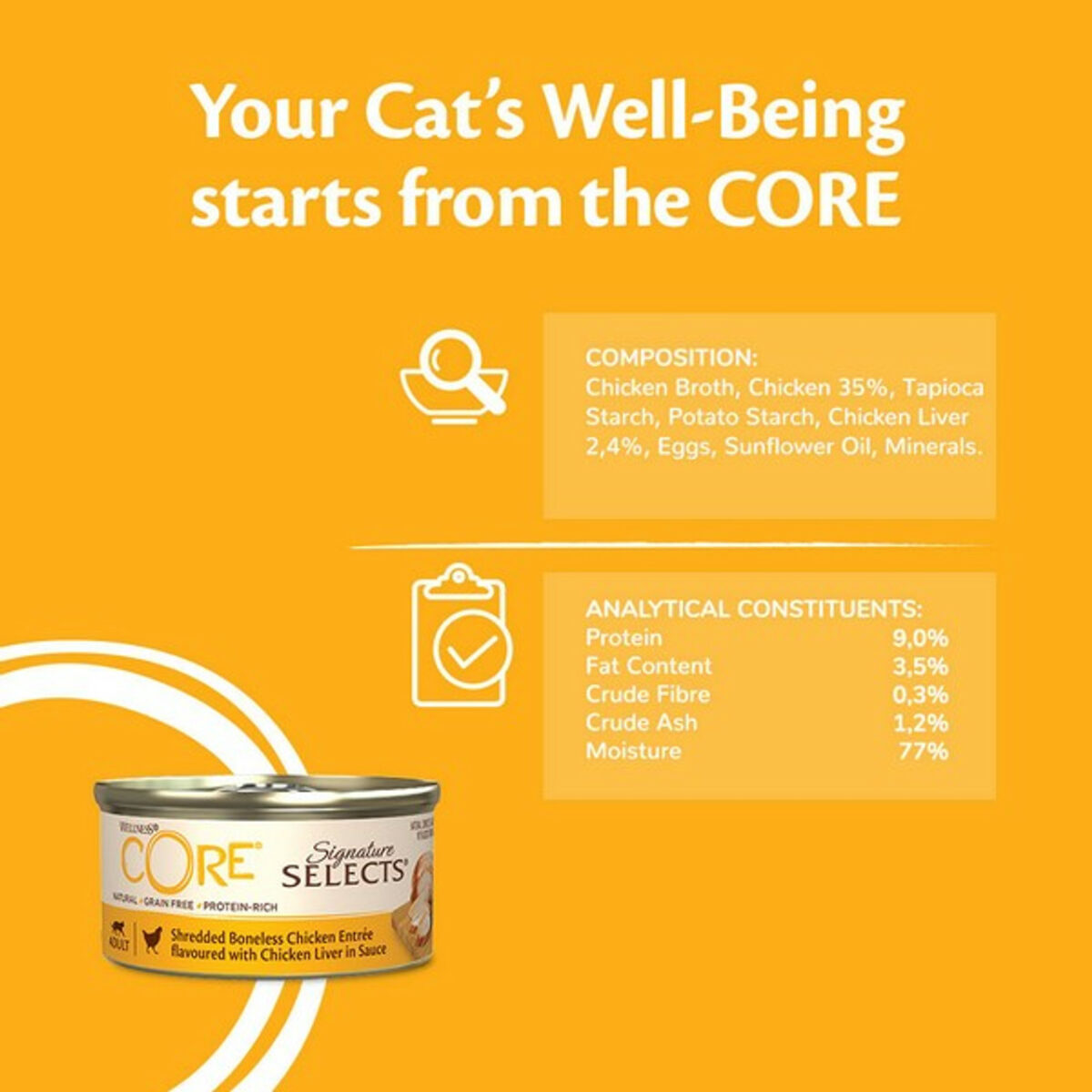 Wellness CORE Cat Wet Adult Signature Selects Boneless Chicken with Chicken Liver Recipe 79g - Image 3
