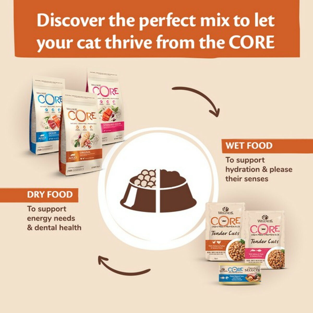 Wellness CORE Cat Wet Adult Signature Selects Flaked Skipjack Tuna with Salmon Entree in Broth Recipe 79g - Image 4