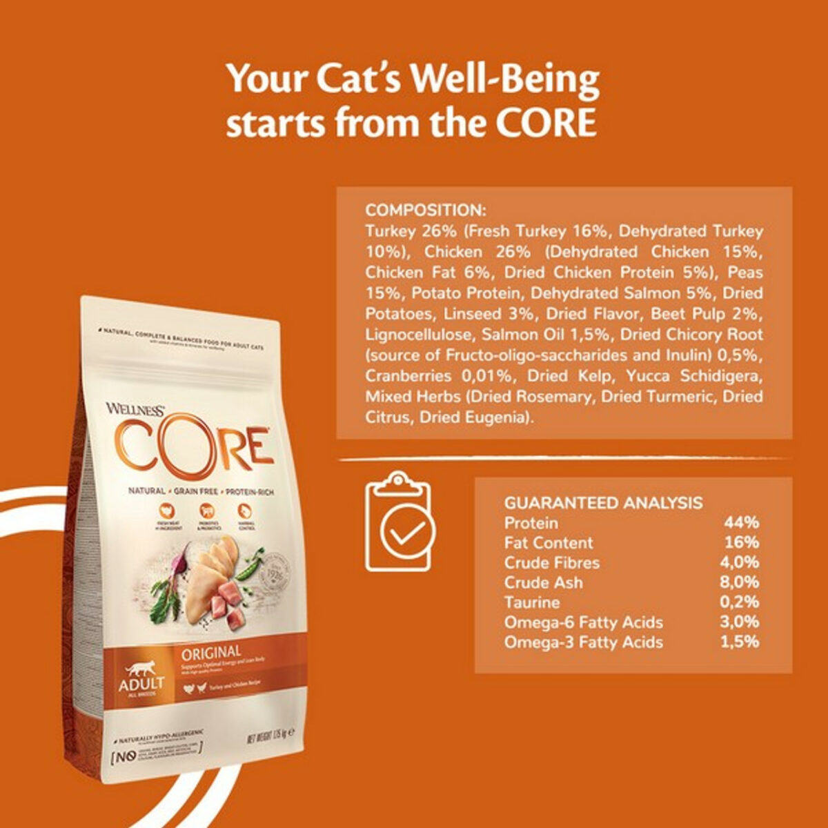 Wellness CORE Cat Dry Adult Original - Turkey and Chicken Recipe