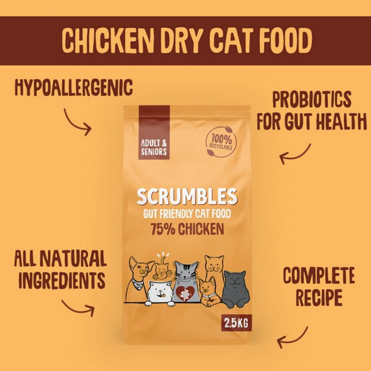 Scrumbles Adult Dry Cat Food | Chicken | 750g - Image 5