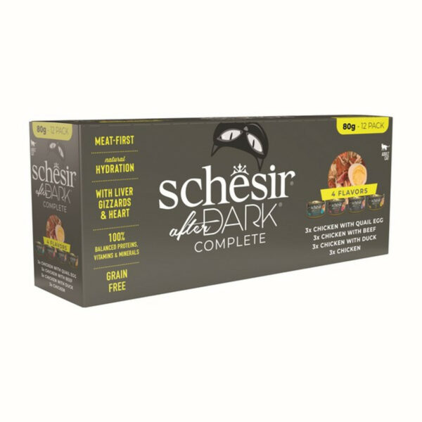 Schesir After Dark Wholefood Variety Pack | Adult Cat Mixed | 12X80g