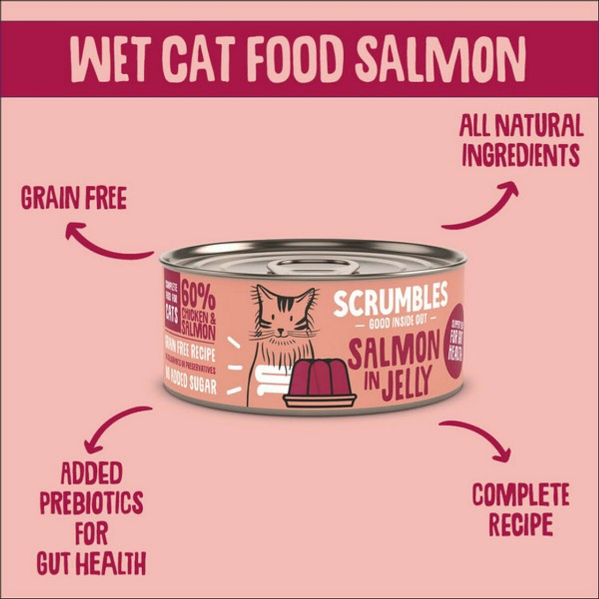 Scrumbles Wet Cat Jelly Salmon 80g - Image 2