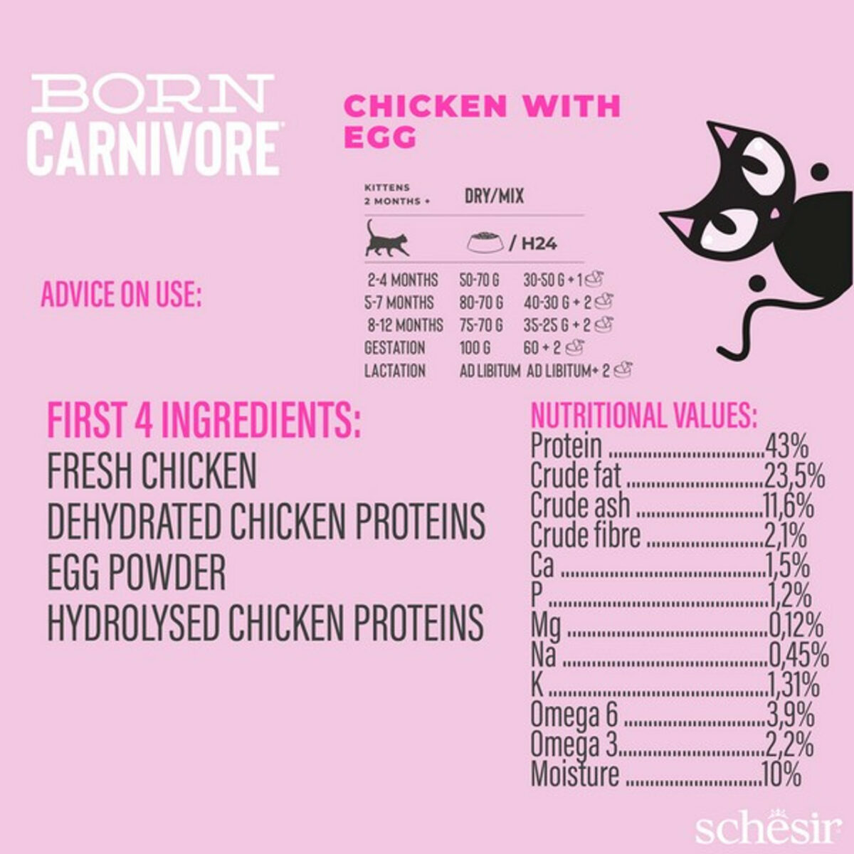 Schesir Dry Born Carnivore Chicken & Egg | 'Baby' (Kitten) | 1.25Kg - Image 3