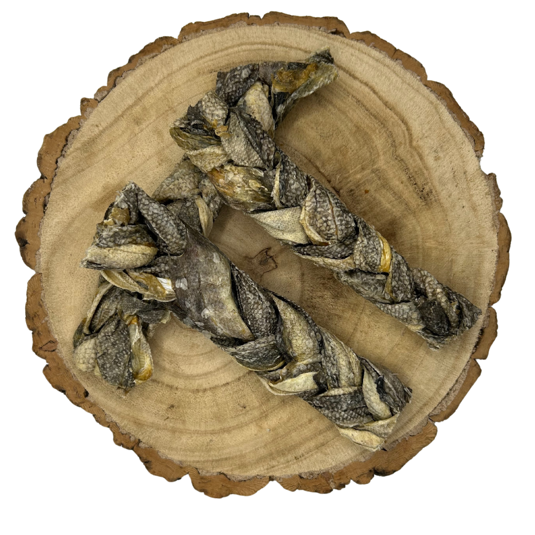 CATDOG Fish Skin Braids | Air Dried | Hypoallergenic | Grain & Gluten Free | 100% Natural
